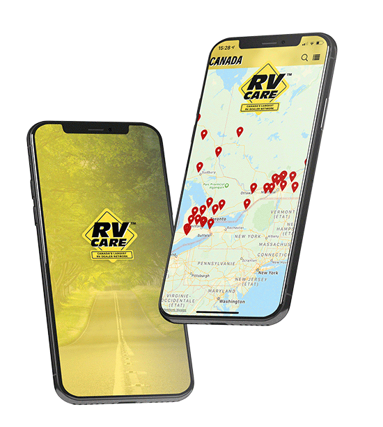 The RV Care app on a phone